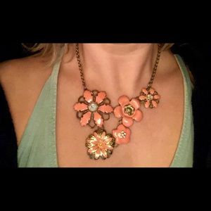Asymmetrical flower statement necklace